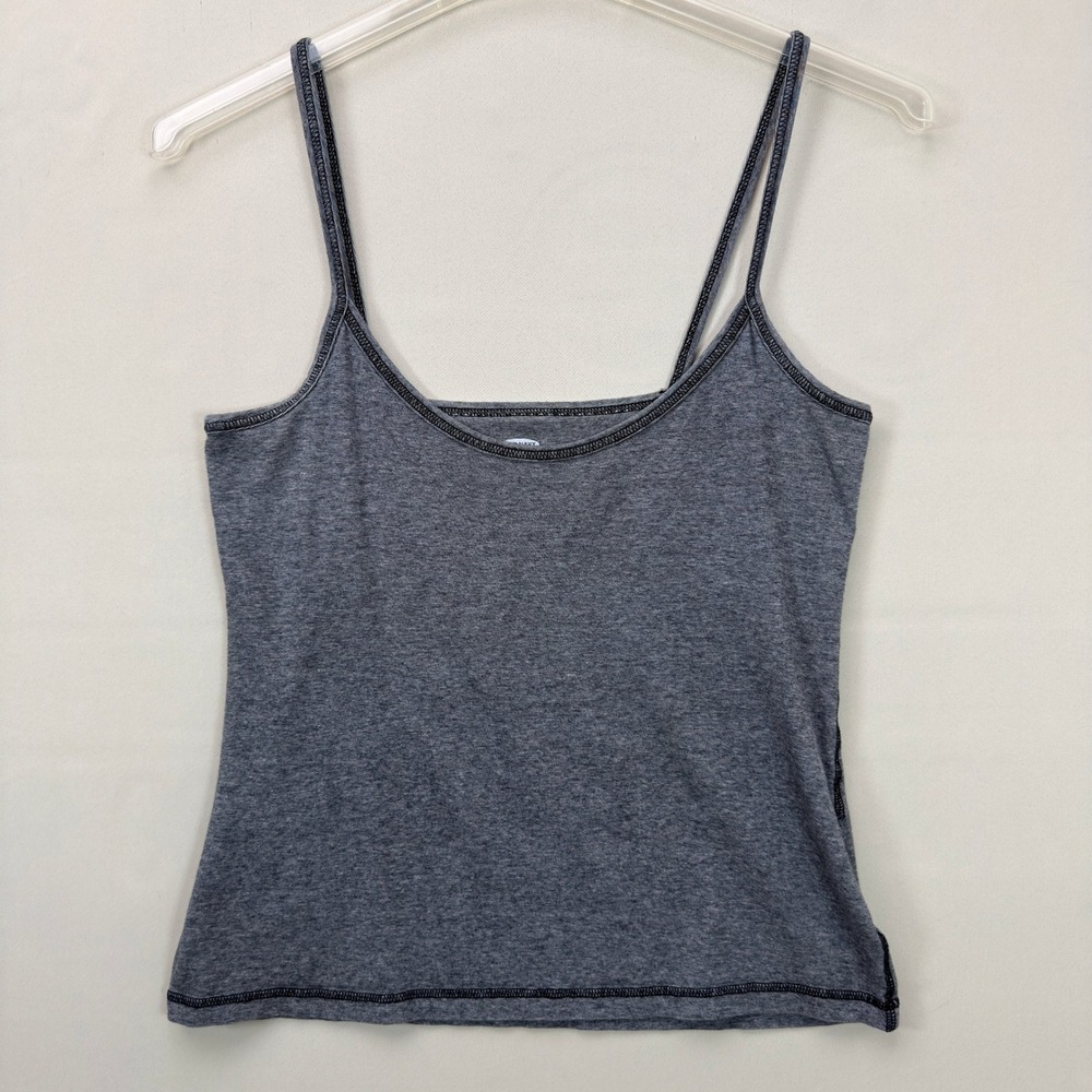 Old Navy Cami Tank Top Womens Large Spaghetti Strap Grey Heathered Fitted 2014